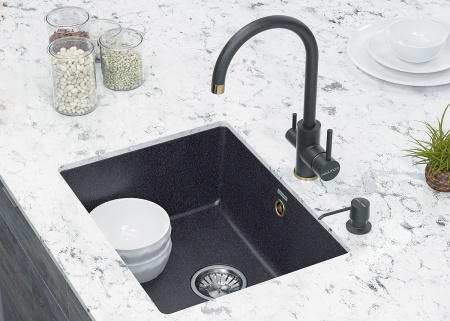 Мойка Paulmark GERA 60 PM205546-BLM 460х550х200 мм, IT-GRANIT, черный металлик