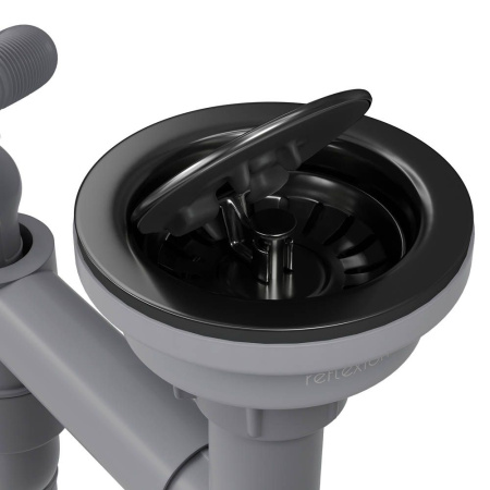 Сифон для одночашевой кухонной мойки с выпуском Reflexion Arno RX3001BL оружейная сталь