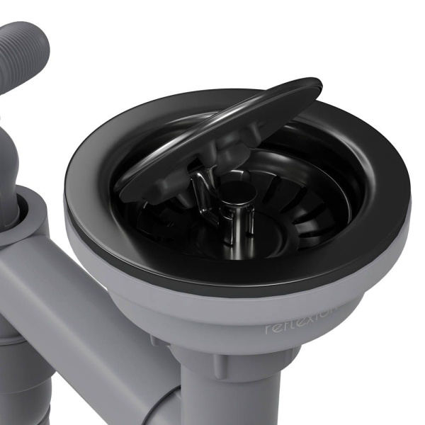 Сифон для одночашевой кухонной мойки с выпуском Reflexion Arno RX3001BL оружейная сталь