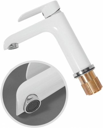 Cмеситель для раковины Hansberge H1033 Белый хром