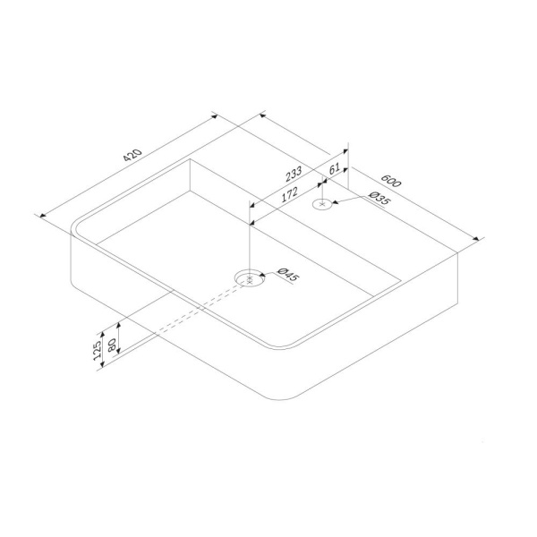 M8FWCC10601WG Func Раковина накладная AM.PM, прямоугольная с пъедесталом, 60 см, цвет белый глянец