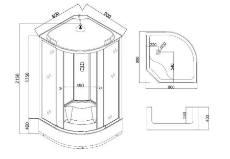 Душевая кабина Taliente TA-9090M 90х90 четверть круга