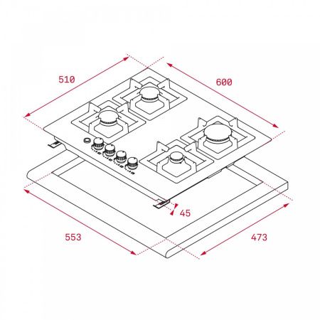 Газовая варочная панель TEKA EFX 60 4G AI AL DR CI WHITE 40214340