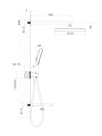 Душевая система ALTROBAGNO Рикко (Ricco) 040304 GM