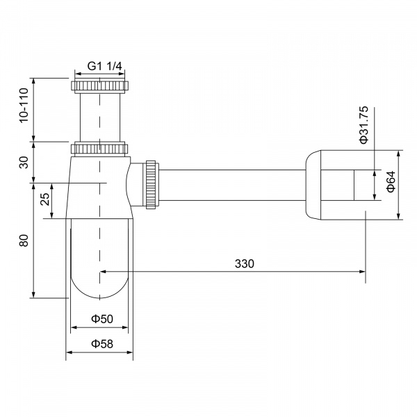 Сифон для раковины Timo 960/00L хром