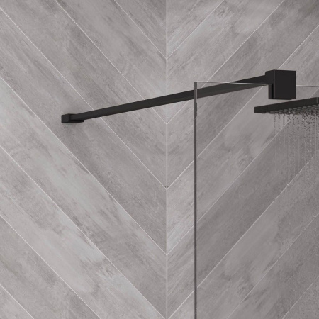 Душевая перегородка, ограждение Reflexion RX200100CBL-13 Walk in 200x100см, прозрачное закаленное стекло 8мм, черный профиль