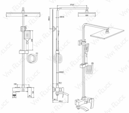 Душевая система Vivi Felice 2060 B cromo-bianco