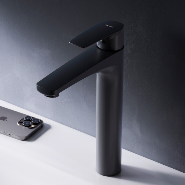 F90A92022 Gem Смеситель для умывальника AM.PM высокий, черный.