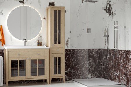 Тумба под умывальник Belux Дуглас напольная 100-01 Дуб молочный, массив