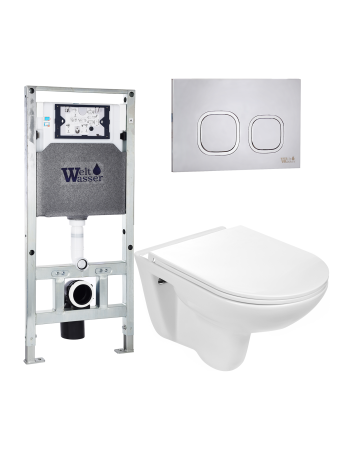 Комплект инсталляции с унитазом Weltwasser AMBERG 506 ST + BAARBACH 004 GL-WT + AMBERG RD-MT CR