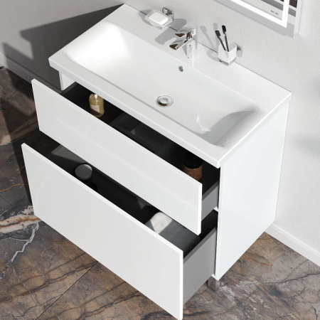 M90FSX0802WG Gem База под раковину AM.PM, напольная, 80 см, 2 ящика push-to-open, белый, глянец