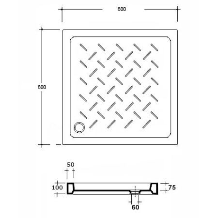 Душевой поддон квадратный керамический RGW CR 19170188-01 80х80х10 см
