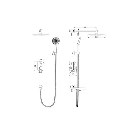 Душевая система встраиваемая WONZON & WOGHAND, Темный графит (WW-88939010-BGM)