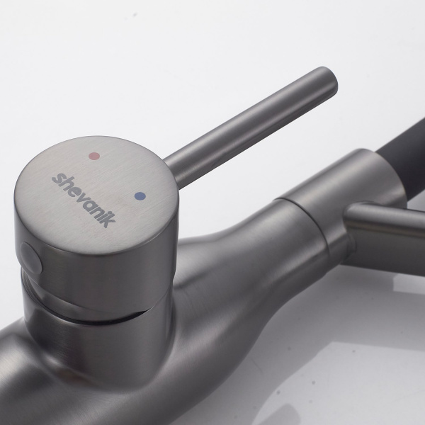 Смеситель для кухни с гибким изливом Shevanik S343T-3, оружейная сталь