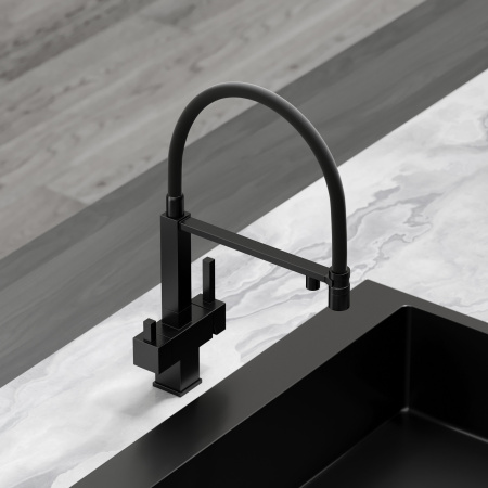 Смеситель для кухни SANCOS Moro с гибким изливом и возможностью подключения фильтра для воды, цвет Черный матовый, арт. SC4006MB