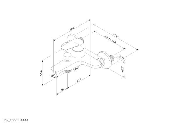 Смеситель для ванны и душа AM.PM Joy F85E10000