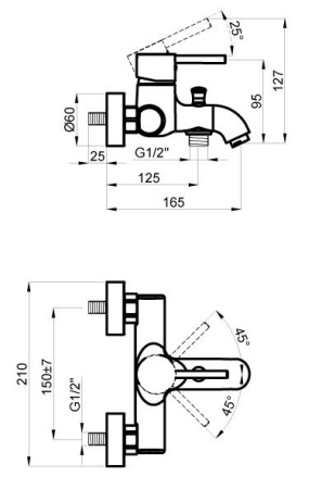 Смеситель для ванны с коротким изливом AZARIO TASCO, хром (AZ-15160511)