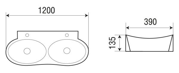 Раковина накладная WeltWasser WW ELBACH 2217 1200х390х135