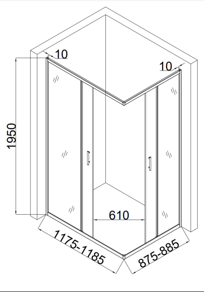Душевой уголок Taliente TA-09120-1CP 120х90 стекло прозрачное 6 мм