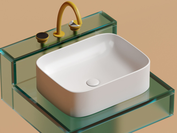 Умывальник чаша накладная прямоугольная Ceramicanova Element 505*380*150мм, белый матовый, CN6052MW