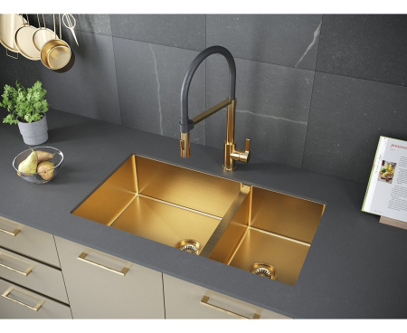 Мойка Paulmark GERBERG 78/2S UNI PM227844-BG 440х780х200 мм, нержавеющая сталь, брашированное золото