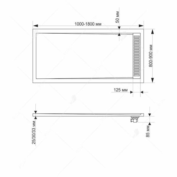 Душевой поддон из искусственного камня RGW STM-168W 160х80х2.5 см, 14202816-01