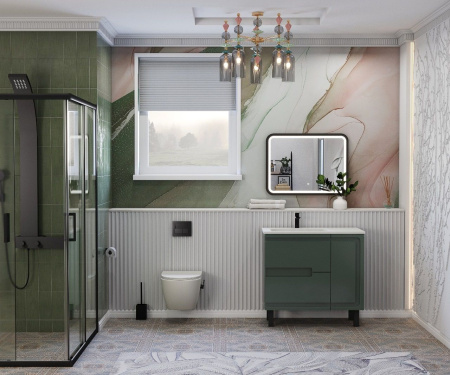 Тумба под раковину Taliente Cevia TA-MBC-90PR(L)-grigio verde 90 см подвесная