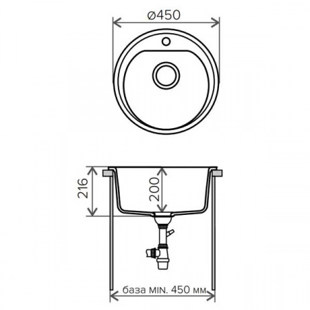 Кухонная мойка Polygran F-05 45x45 серый