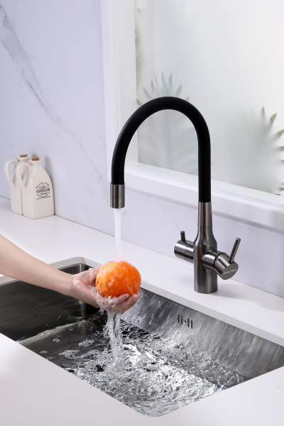 Смеситель для кухни Paulmark SALIX Sa213419-GM, вороненая сталь