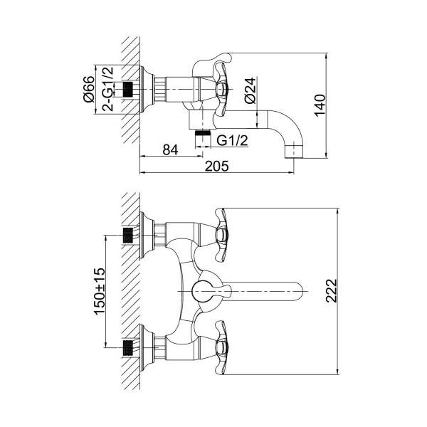 Смеситель для ванны D&K Hessen DA1413201, хром