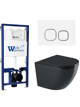 Комплект инсталляции с унитазом Weltwasser BAMBERG 525 + MERZBACH 043 GL-BL + BAMBERG WT