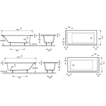 Акриловая ванна Jacob Delafon Formilia 170x80 R E6139R-00 без гидромассажа
