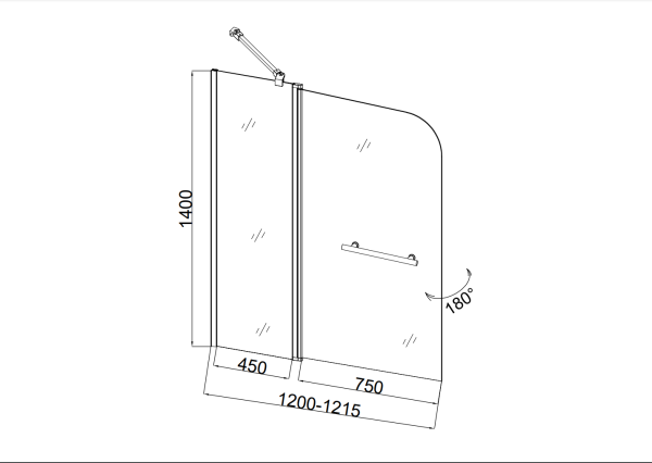 Душевая шторка на ванну Taliente TA-1214CP 120х140 стекло прозрачное 6 мм