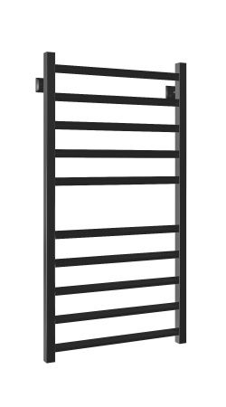 Полотенцесушитель водяной Stinox Sorento 500x1000, нижнее подключение, черный матовый, 1/2" ВР (внутренняя резьба), 10 перекладин