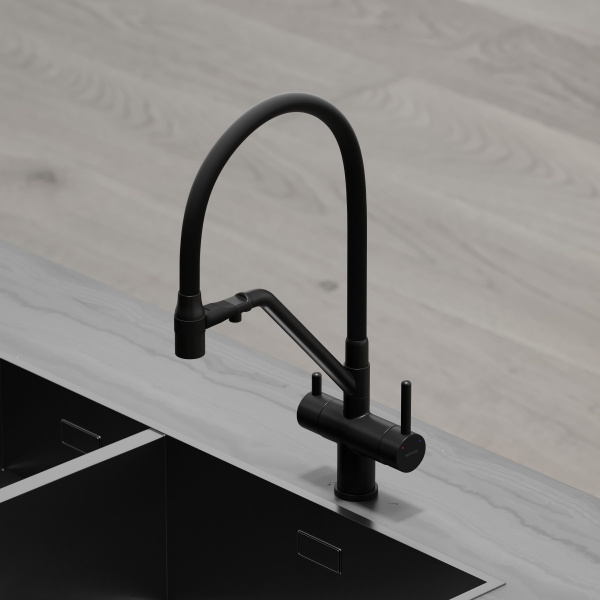 Смеситель для кухни SANCOS Dora с гибким изливом и возможностью подключения фильтра для воды, цвет Черный матовый, арт. SC4003MB