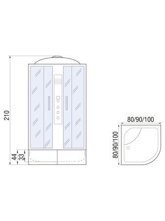 Душевая кабина River DUNAY 90/44 ТН 900х900х2100мм
