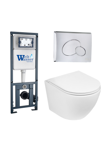 Комплект инсталляции с унитазом Weltwasser MARBERG 410 + MERZBACH 043 GL-WT + MAR 410 RD-CR