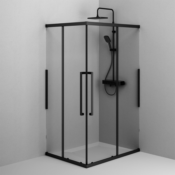 W84G-403-12080-BТ Душевое ограждение AM.PM Func Square Slide 120х80, черный, прозрачное