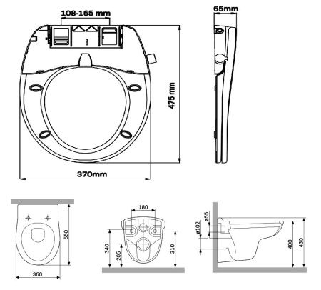 Унитаз подвесной AM.PM Sense CCM741700 безободковый, с механической крышкой-биде Clean Care