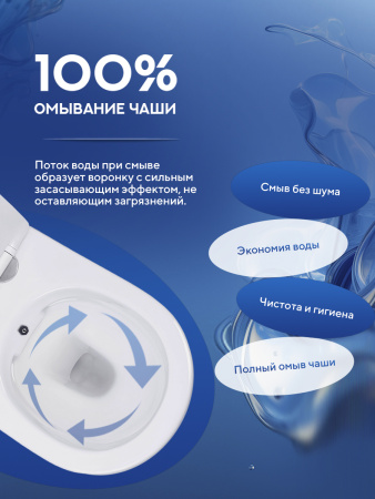 Унитаз подвесной безободковый Amore di Mare Delio Bidet P203-X с функцией биде, овальный белый, антивсплеск, фарфор, быстросъемное сиденье дюропласт с крышкой микролифт, антибактериальное покрытие