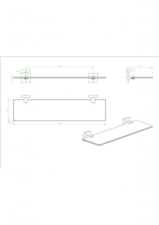 Полка стеклянная CeramaLux Quadro 61911