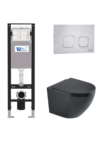 Комплект инсталляции с унитазом Weltwasser AMBERG 350 + MERZBACH 043 MT-BL + AMBERG RD-MT CR