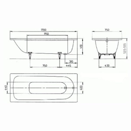 Стальная ванна Kaldewei SANIFORM PLUS 170х75 (373-1)