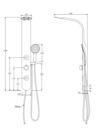 Душевая панель Taliente TA-G-S03C округлая настенная