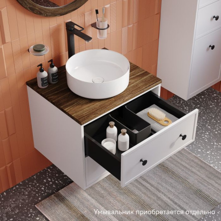 Тумба подвесная со столешницей МДФ, макадамия орех 60 см IDDIS Torr белый матовый (TOR60WMi95K)