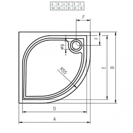 Поддон Riho KOLPING 90х90 R55 DB1400500000000 с сифоном