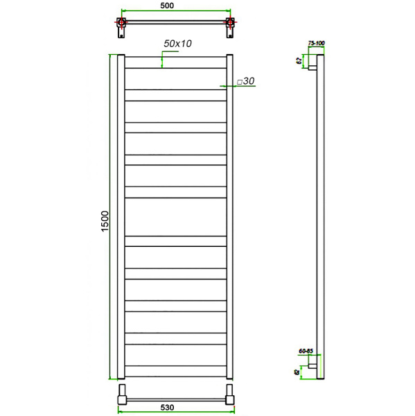 Полотенцесушитель ГРОТА BREZZA 53/150
