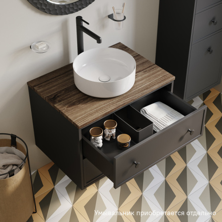 Тумба подвесная со столешницей МДФ, макадамия орех 70 см IDDIS Torr темно-серый (TOR70DMi95K)