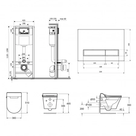 Комплект инсталляции и унитаза 7 в 1 Lavinia Boho Relfix Smart V-Clean 87561189