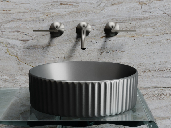 Умывальник чаша накладная круглая Ceramicanova Element 360*360*115мм, темный антрацит матовый, CN6057MDH